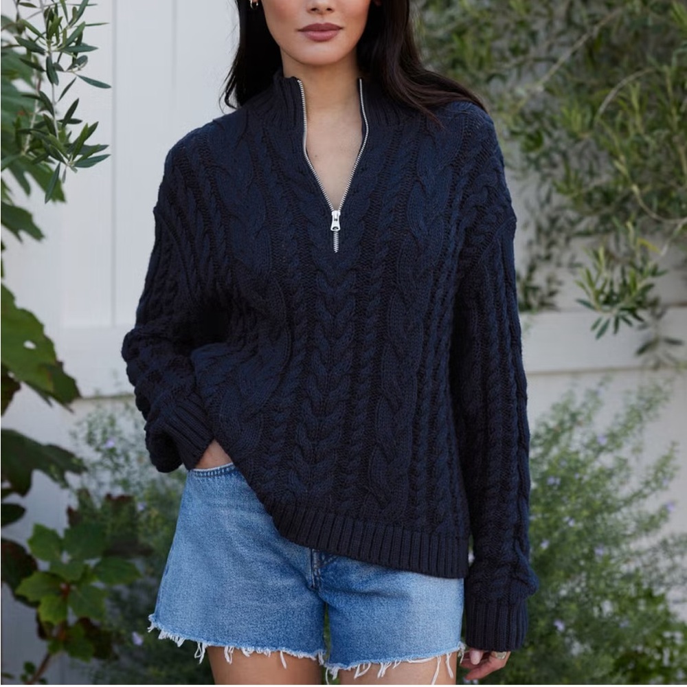 Jenni Kayne Navy Cable Knit Sweater